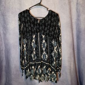 Free People Voile Bay Boho Babydoll Blouse